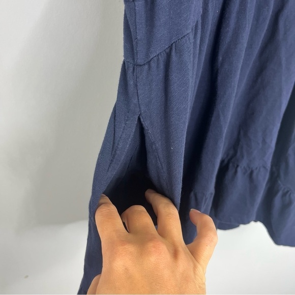 Keep in Touch Size Large Cotton Floral Embroidered Tunic Blouse Navy II5 - Picture 4 of 8